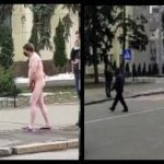Но карантин то соблюдает! Голый мужчина в маске шокировал прохожих на улице в Киеве. Видео