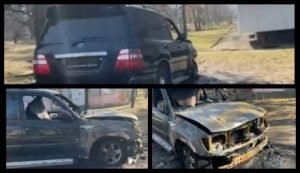 Наказали! В Киеве неизвестные сожгли джип владельцу который регулярно парковался на газоне. Видео 