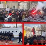Столкновения с полицией под киевским судом, активисте  заблокировали автозак с Антоненком. Видео
