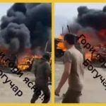 В сети активно публикуют и обсуждают видео сильного пожара в военном лагере РФ. Видео