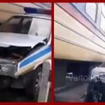 Под Днепром поезд протаранил полицейский автомобиль который выскочил на рельсы. Видео