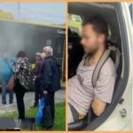 В Киеве парень кинул бутылку с бензином в окно троллейбуса! На месте полиция, скорая и спасатели. Видео