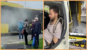 В Киеве парень кинул бутылку с бензином в окно троллейбуса