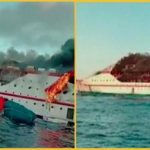 Новый ТИТАНИК? Появилось видео пожара пассажирского парома в Индонезии. Видео