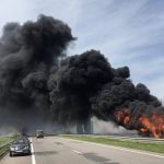 Возле Одессы пожар, на трассе почти дотла сгорел рейсовый автобус "Ecoline" из Киева. Видео