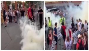 В Киеве, дымовыми шашками пытались сорвать концерт российского рэпера Басты. Видео