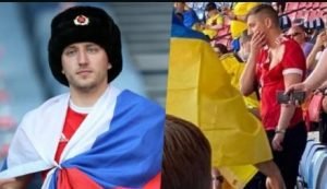 Болельщик в футболке РФ пришел на матч Украины против Швеции
