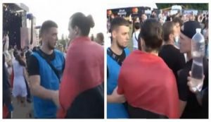 На концерте Меладзе охрана силой питалась вывести парня с флагом УПА. Ему помогли журналисты. Видео