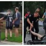 Не могли "скрутить" вчетвером! Пьяная девушка украла самокат и устроила драку с полицией. Видео