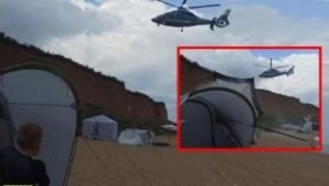 Под Одессой частный вертолет снес палатки отдыхающих
