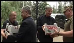 В этот раз не клубника, а черешня! Порошенко снова прибыл на Донбасс с гостинцами. Видео + Фото