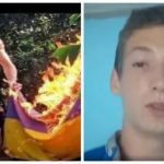 В городе Мариуполь парень сжёг флаг Украины, а затем начал извиняться едва не плача. ВИДЕО