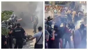 На Банковой под ОП начались жесткие стычки правоохранителей и членов Нацкорпуса. Видео