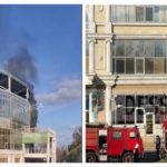 В Одессе загорелся стадион «Черноморец» на котором сегодня сборная Украины сыграет товарищеский матч. Видео