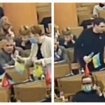 В Одессе депутат от "Партии Шария" собрал и демонстративно выкинул в сторону флаги Украины. Видео