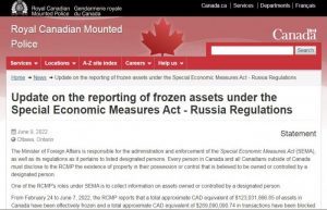 Канада заморозила $328 млн активов россиян.