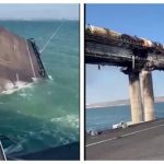 Внаслідок вибуху на Кримському мосту пошкоджено не лише автомобільну, а й залізничну частину. ВІДЕО