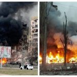 Дніпро. Ракета попала в багатоквартирний будинок. Пів будинку зруйновано. Під завалами знаходяться люди.