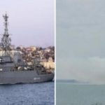 Російський корабель «Іван Хурс» атакований безпілотниками! Над кримським мостом видно задимлення! 