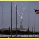 Lightning struck the Statue of Liberty