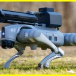 A robot dog with a flamethrower on his back.