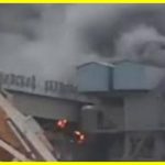 A massive fire broke out in a Russian port