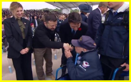 A war veteran tried to kiss Zelensky's hand