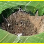 A huge crater appeared on the site of the football field