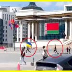 A man with a Ukrainian flag was chased in Mongolia