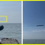 "Rockets are coming! Here's one, and here's the second one." Fishermen at sea have filmed a close-up of Russian cruise missiles fired at Ukraine flying over the water itself