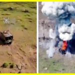 A Ukrainian drone blew up a Russian “turtle tank”