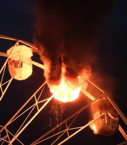 There's a fire on a Ferris wheel in Germany