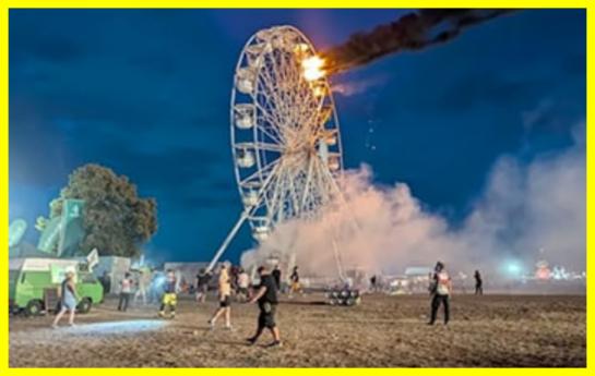 There's a fire on a Ferris wheel in Germany