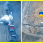 Leopard tank defeats Russian column of armored vehicles