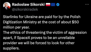 An altercation has erupted over Starlink for Ukraine