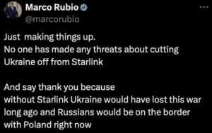 An altercation has erupted over Starlink for Ukraine