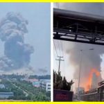 A powerful explosion occurred at a chemical plant in China. After the explosion, a huge fireball erupted and gray and orange smoke rose up