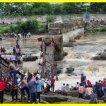 A railroad bridge collapsed in India