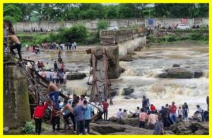 A railroad bridge collapsed in India