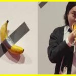 A hungry student ate an exhibit displayed in a museum