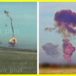 A rocket exploded during launch at the Russian nuclear test site in Yasny. After the explosion, a mushroom cloud of purple smoke rose into the sky