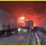 Accident in Japan: 67 cars collided, 20 of them caught fire