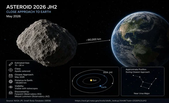 Asteroid 2026 JH2 to Pass Close to Earth Safely