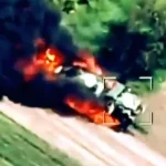 Russian Fuel Trucks Burn After Ukrainian Drone Strikes