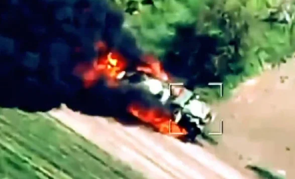 Russian Fuel Trucks Burn After Ukrainian Drone Strikes