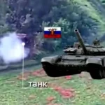 Ukrainian drones destroying a Russian tank