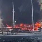 Tourist boat catches fire in Turkey as 115 passengers jump into the sea to escape flames